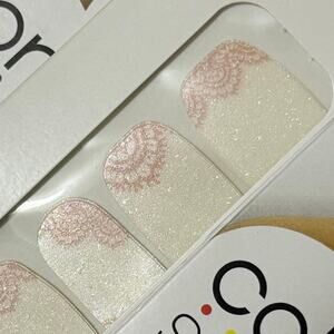 New Color Street “Lace the Facts” Shimmery White with Pink Lace Nail Strips